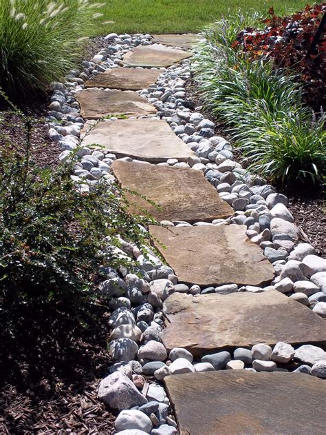 Flagstone Set In River Stone Garden Walkway Pinterest