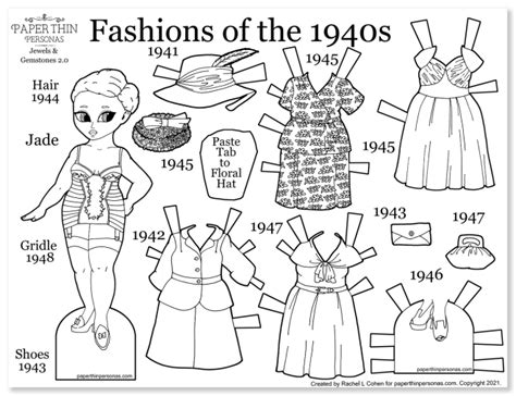 1940s Fashions With Jade A Printable Black Paper Doll Steampunk Elf