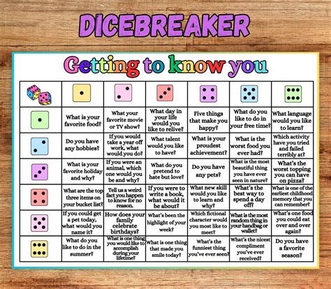 Dicebreaker Roll And Tell Game Back To School Icebreaker Activity For