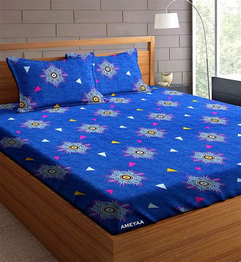 Buy Ameyaa 210 Tc Glace Cotton King Size Elastic Fitted Double