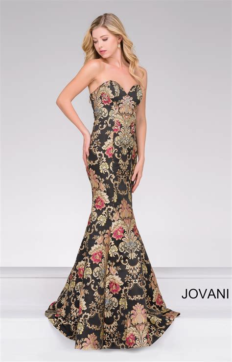 Jovani 48395 Lace Printed Strapless Sweetheart Mermaid Dress Prom Dress