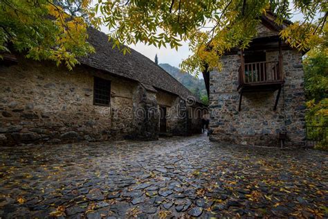 Churchyard Of Ancient Greek Christian Monastery In Autumn Stock Image