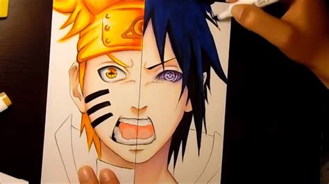 Speed Drawing Uzumaki Naruto And Uchiha Sasuke Naruto Youtube