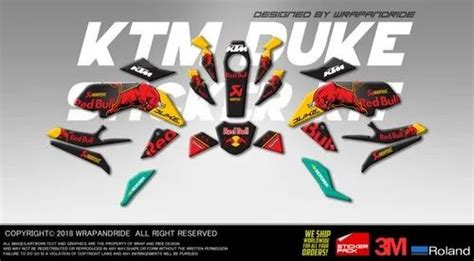 Ktm Duke 125250390 Redbull 1 Design Full Body Wrap Decals Sticker