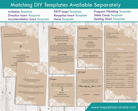 Diy Printable Wedding Fan Program Template Instant Download Etsy