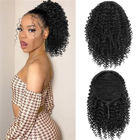 Long Curly Drawstring Ponytail For Women Inch Clip In Wavy Natural