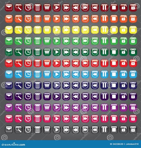 Web Icons Buttons Collection Stock Vector Illustration Of Metal