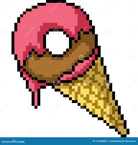 Vector Pixel Art Donut Ice Cream Stock Vector Illustration Of Food
