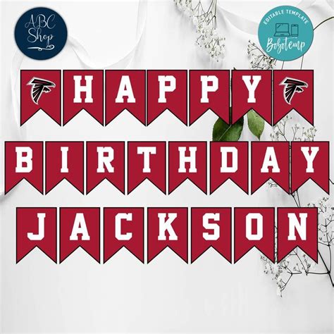 Atlanta Falcons Birthday Banner Instant Download Bobotemp