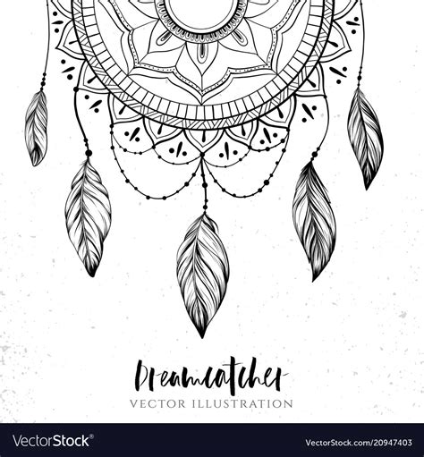 Dreamcatcher With Feathers Royalty Free Vector Image
