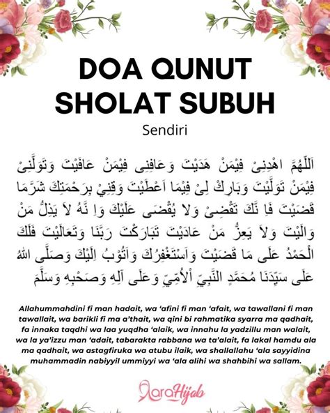 Doa Qunut Subuh Dan Witir Bacaan Arab Latin Dan Artinya Shodaqollahul