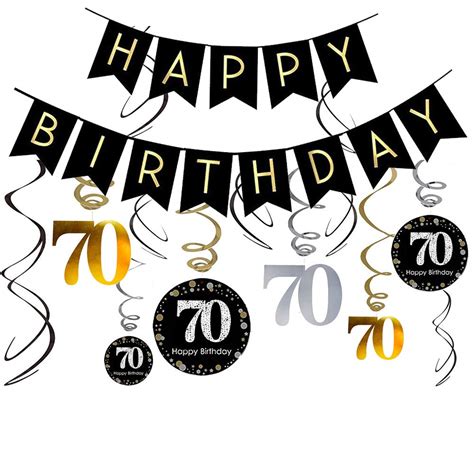 Buy 70th Birthday Decorations Kit Gold Glitter Happy Birthday Banner