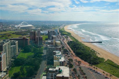 Aerial View Of Durban Golden Mile Beach Looking East Kwazulu Natal