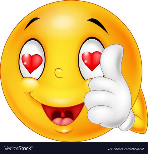 Cartoon Smiley Love Face And Giving Thumb Up Vector Image