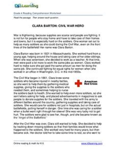 America's terrible civil war began. Clara Barton: Civil War Hero Worksheet for 4th Grade ...