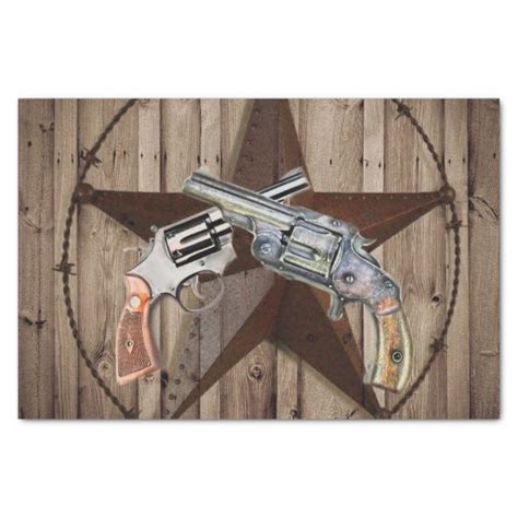 Rustic Texas Star Cowboy Western Country Pistols Tissue Paper