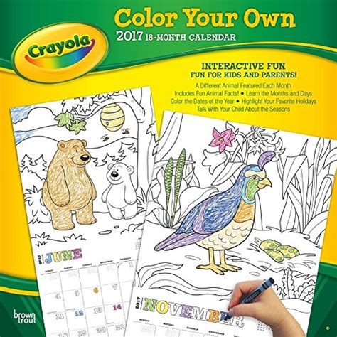 Crayola 2017 Wall Calendar 12x12 Color Your Own Calendar Gtin