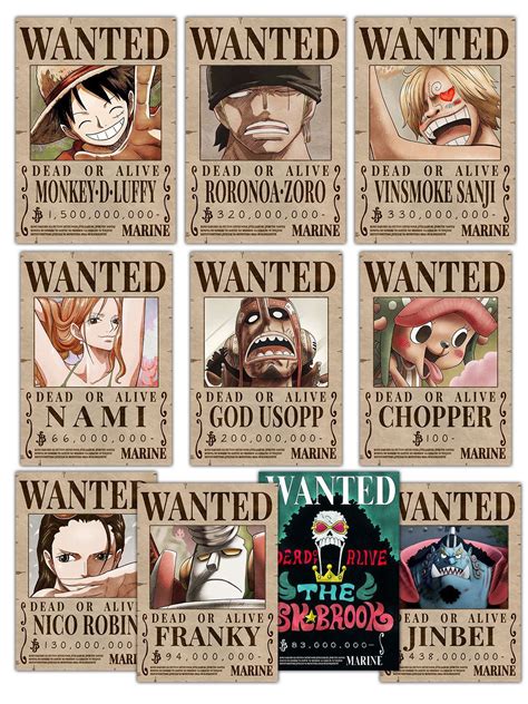 Straw Hat Pirate Crew Wanted Bounty Posters Comicsense Senpaicart