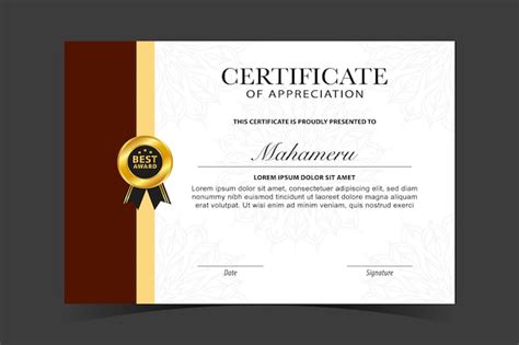 Premium Vector Certificate Appreciation Template Gold