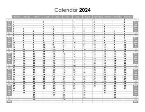 Free Printable Yearly Calendar 2024 Word Printable Online
