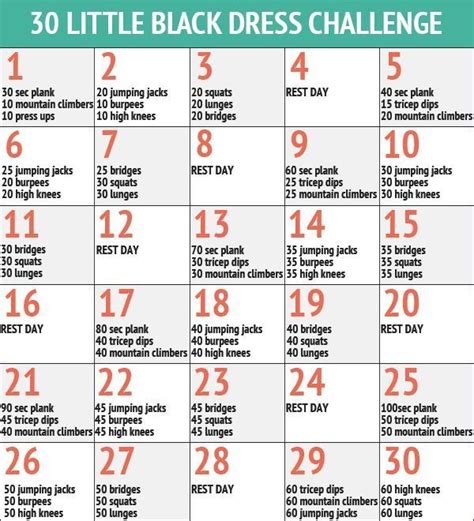 Little Black Dress Beach Body Challenge 30 Day Beach Body Workout