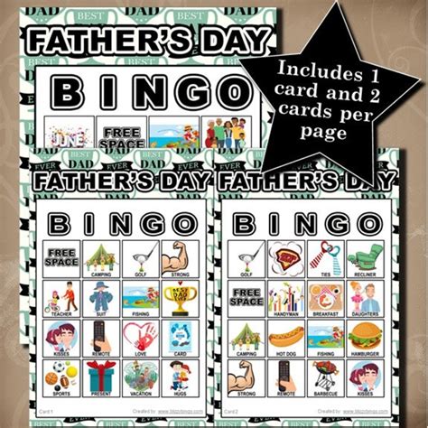 Fathers Day 4x4 Bingo Printable Pdfs Contain Everything Etsy