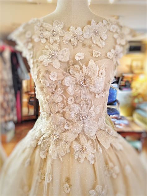 Embroidered Ivory Flower Embellished Wedding Dress By Joanne Fleming Design Ball Gown Wedding