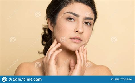 Portrait Of Indian Millennial Girl With Healthy Glowing Skin Stock