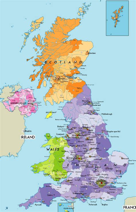 Large Political Map Of The United Kingdom Of Great Britain And Northern