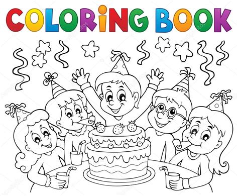 Coloring Book Kids Party Topic 1 — Stock Vector © Clairev 192552780