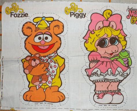 Jim Henson Muppet Babies Pillow Fabric Baby Fozzie And Baby Miss Piggy