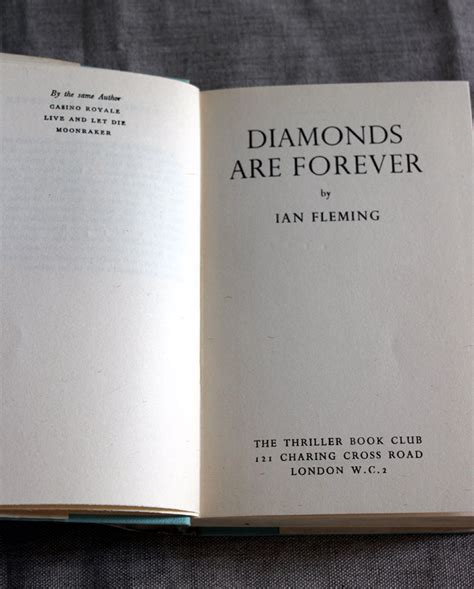Diamonds Are Forever By Ian Fleming Thriller Book Club Etsy