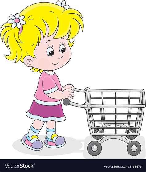Girl With A Shopping Trolley Royalty Free Vector Image