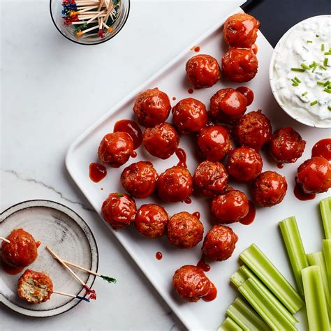 Vegetarian Buffalo Meatballs With Blue Cheese Dip Recipe Epicurious