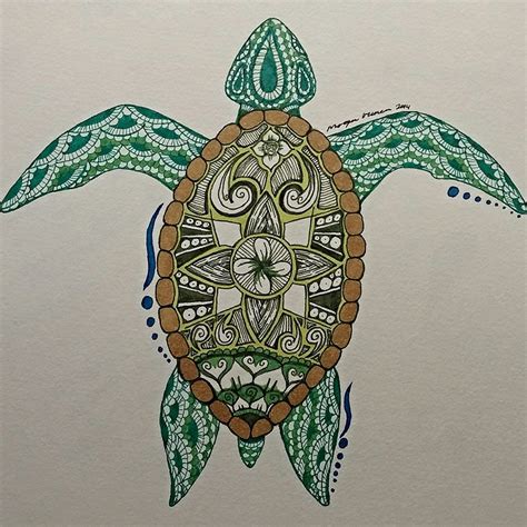 Zentangled Sea Turtle By Momotheepic On Deviantart