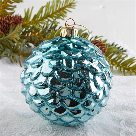 Light Blue Round Glass Ornament Christmas Ornaments Christmas And