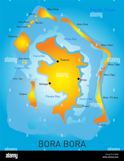 Mapa De Color Vectorial De Bora Bora Fotografía De Stock Alamy