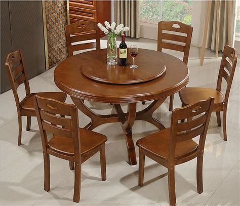 Solid Wood Round Dining Table Set For 6 Canvas Probono