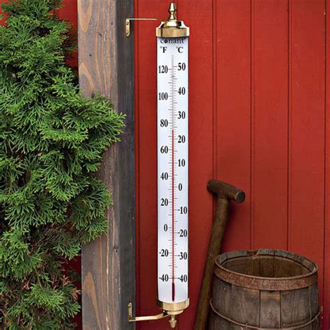 24 Inch Outdoor Thermometer With Brass Finials