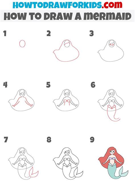 How To Draw A Mermaid Step By Step Easy Mermaid Drawing Mermaid