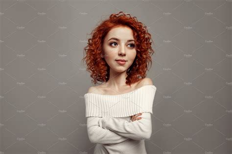 Funny Red Curly Girl With Big Head A Containing Woman Psychology And