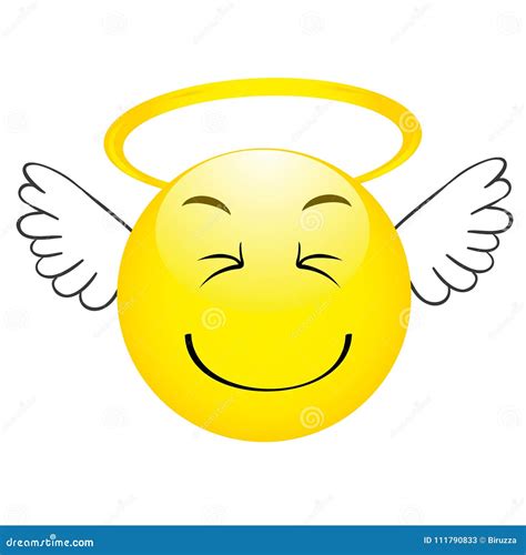 Angel Emoticon Style Thin Line Vector Illustration