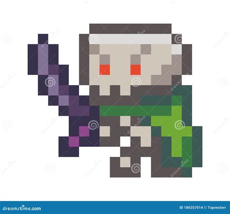Vector Pixel Monster Illustration Of Pixel Character With A Sword