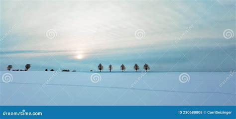 Stunning Background Panorama Of Snowy Frozen Landscape Snowscape With