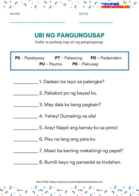 Ibat Ibang Uri Ng Pangungusap Ayon Sa Gamit Worksheet Images