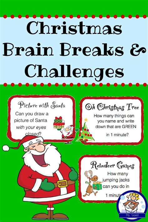 Christmas Brain Breaks And Challenge Cards Brain Breaks Activities