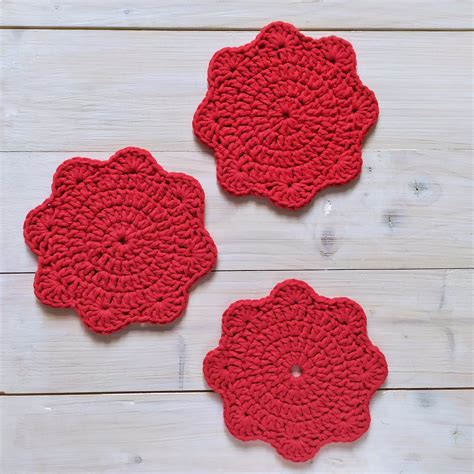Easy Crochet Coasters Pattern For Beginners Kitchen Decor Etsy