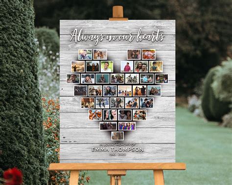 Heart Collage For Funeral Welcome Sign Or Memorial Poster Etsy