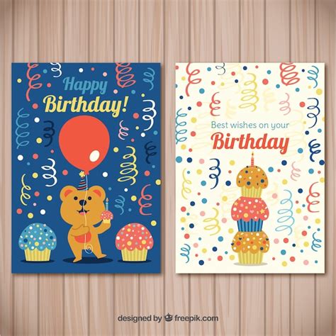 Free Vector Happy Birthday Cards Collection With Animals