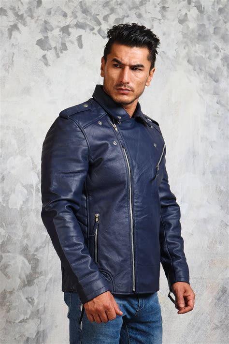 Blue Leather Jackets For Men
